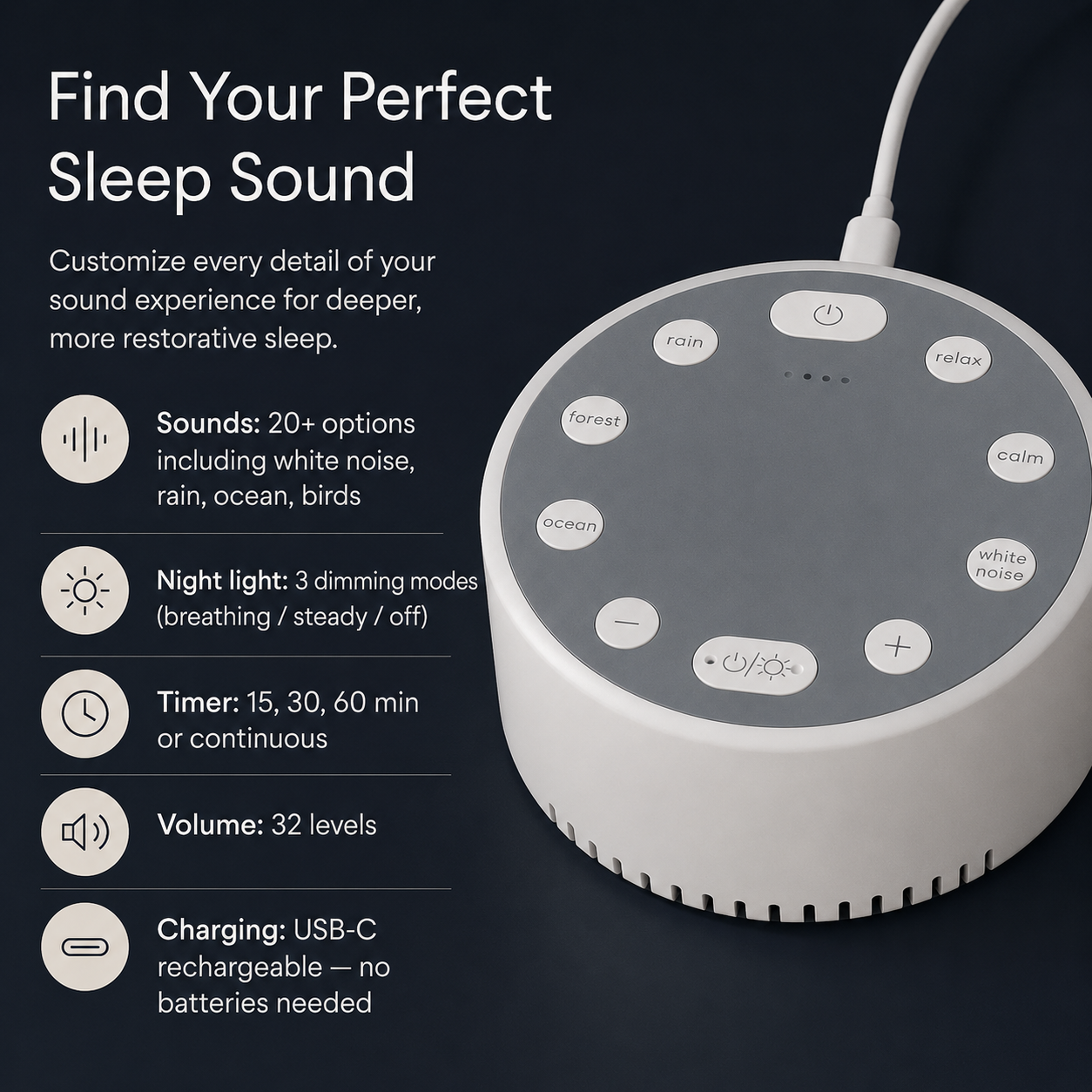 Portable Sound Machine with Night Light